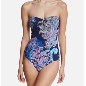 Tommy Bahama V Wire Strapless One Piece Swimsuit